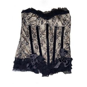 Silky lace vintage bustier lingerie corset top